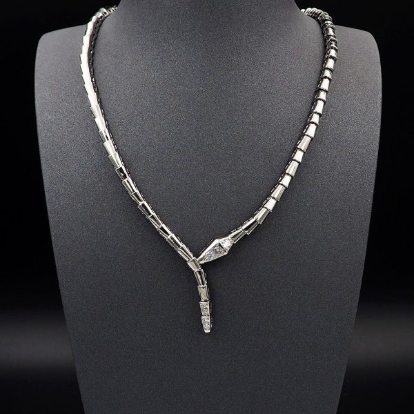 18K BV Serpenti Viper Demi-Pavé Diamonds Necklace - 图片 4