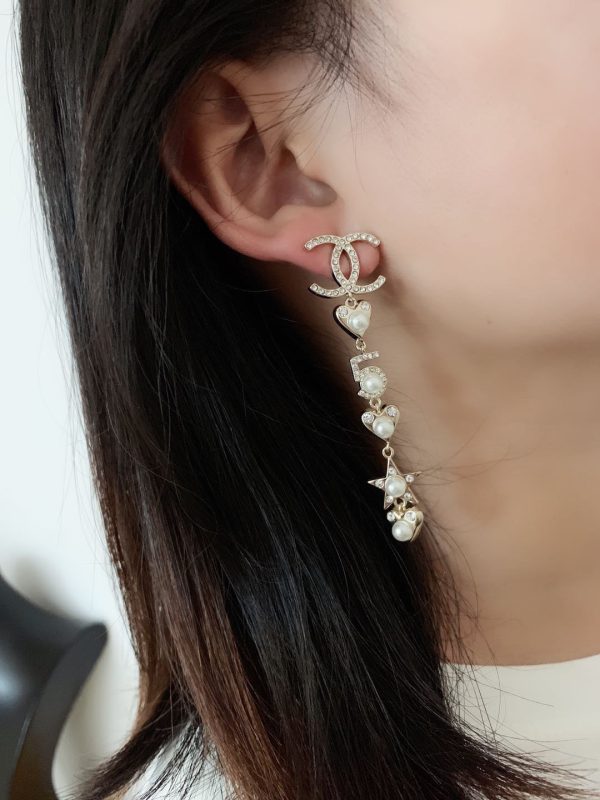 18K CC Pearl Heart Earrings - 图片 2