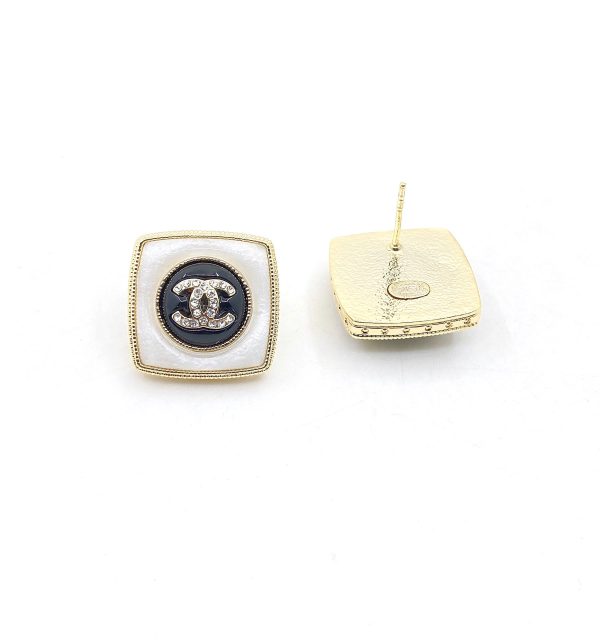 18K CC Pearl Square Earrings - 图片 2