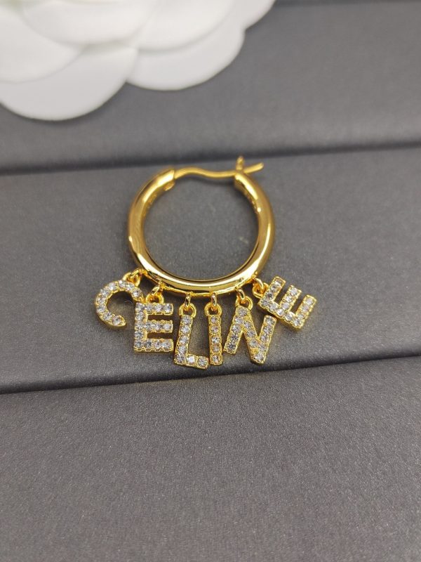 18K Triomphe Script Diamonds Earrings - 图片 4