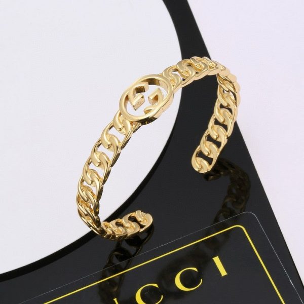 18K Double G Chain Open Bracelet - 图片 2