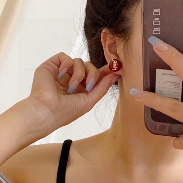 18K Saint White & Red Earrings - 图片 2