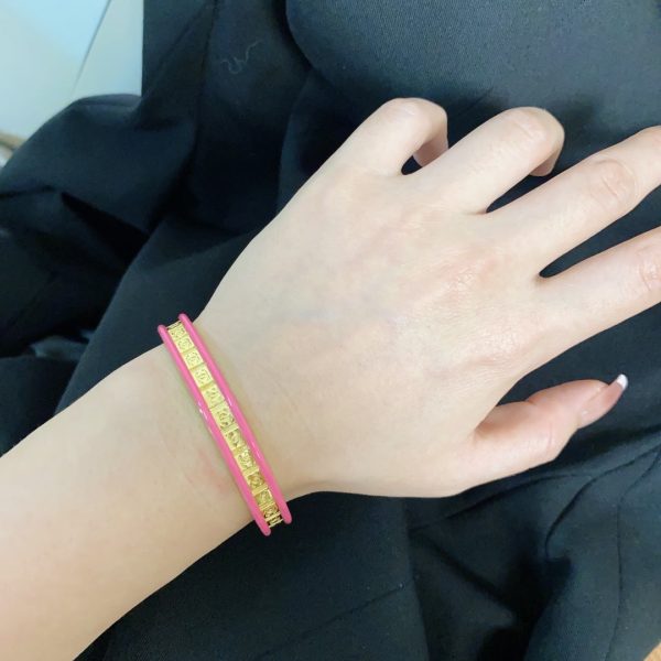 18K CC Pink Open Cuff Bracelet - Image 9