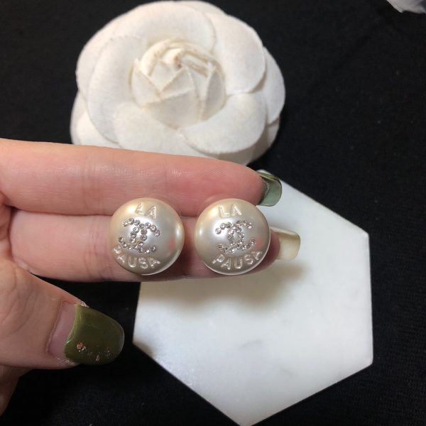 18K CC Pearl Earrings - 图片 2