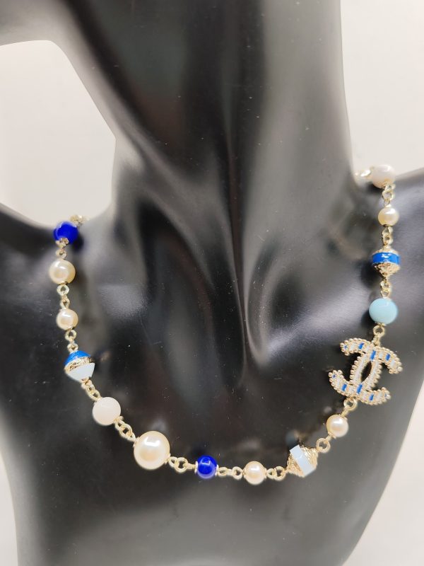 18K CC Blue & White Pearls Necklace - 图片 6