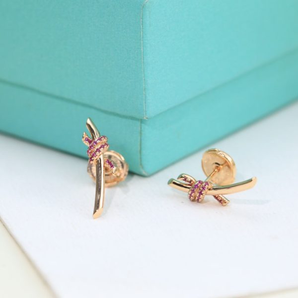 18K T Knot Pink Diamonds Earrings - 图片 4
