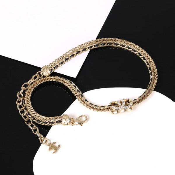 18K CC Strass Chain Choker Necklace - 图片 2