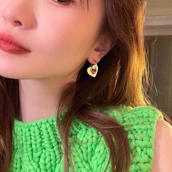 18K Triomphe Red Heart Earrings - 图片 3