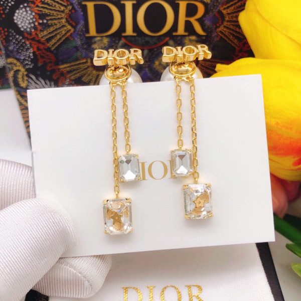 18K CD Tassel Crystal Star Earrings - 图片 2