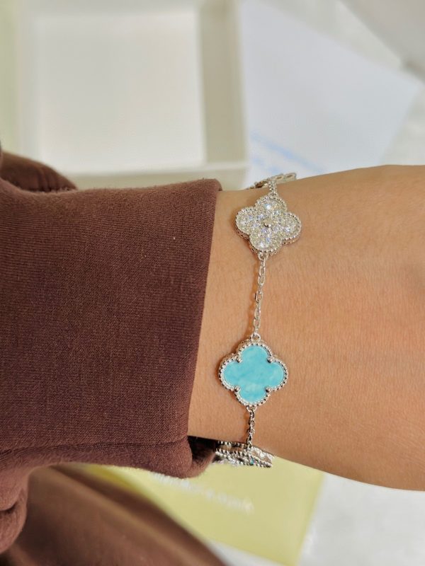 18K Vintage Alhambra Five Motifs Agate Bracelet - 图片 4
