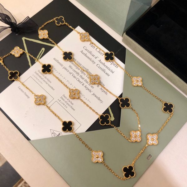 18K Vintage Alhambra 20 Motifs Long Necklace - Image 9