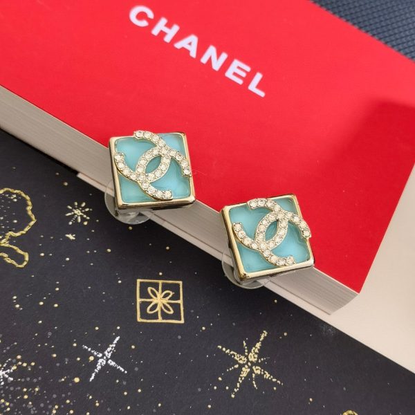18K CC Blue Resin Earrings - 图片 4