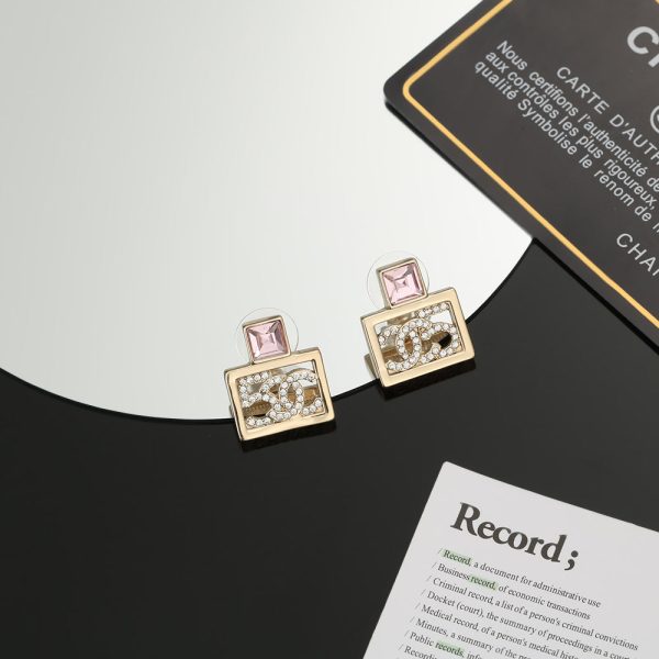 18K CC Square Diamond Earrings - 图片 5