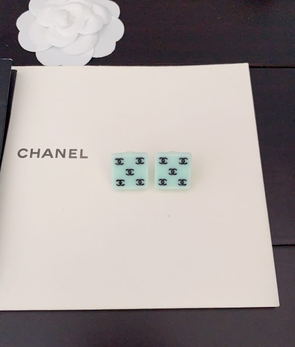18K CC Green Resin Earrings - 图片 3