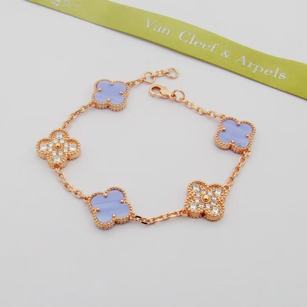 18K Vintage Alhambra Purple Diamonds Bracelet - 图片 2