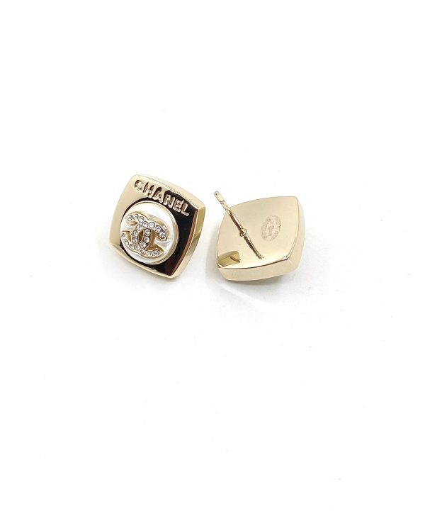 18K CC Diamond Square Earrings - 图片 2
