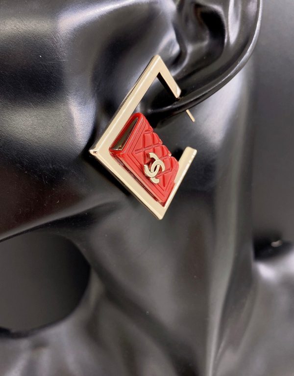 18K Red Bag Pendant Earrings - 图片 3