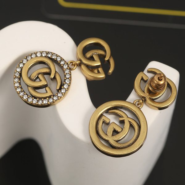 18K Double G Crystals Vintage Earrings - 图片 3