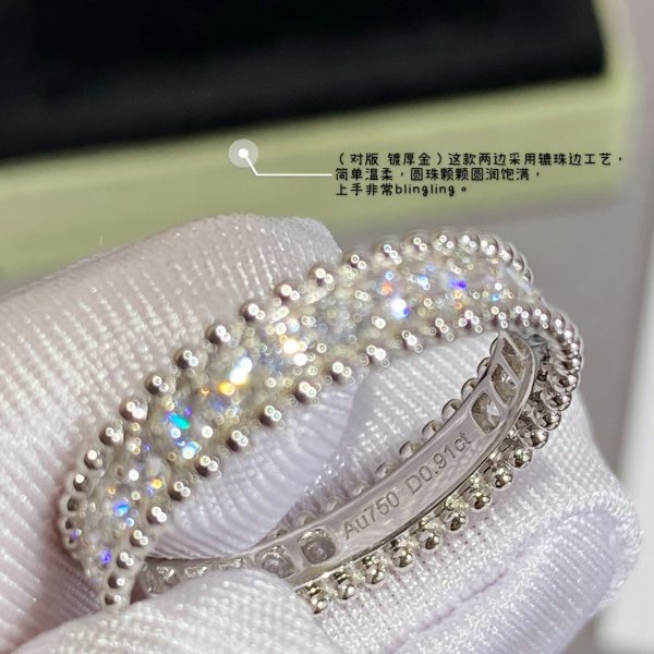 18K White Gold Perlée Diamonds Ring - 图片 2