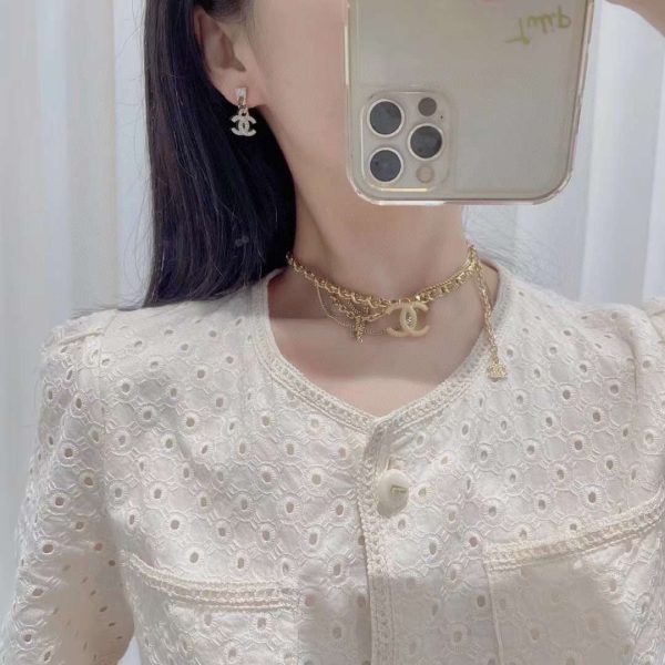 18K CC Crystals Choker Necklace - 图片 2