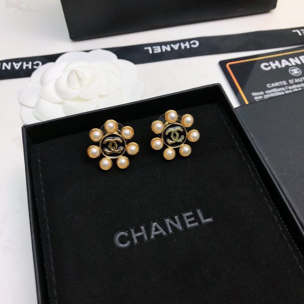 18K CC Flower Pearls Earrings - 图片 4