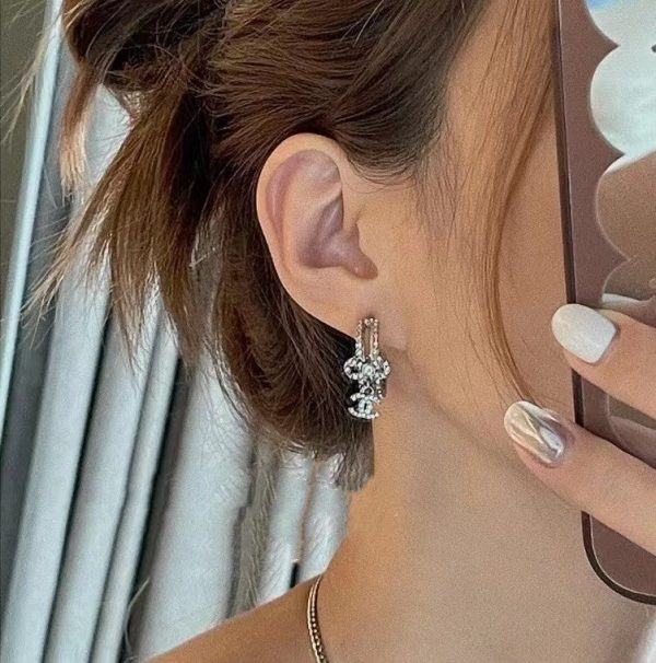18K CC Diamond Pendant Earrings - 图片 3
