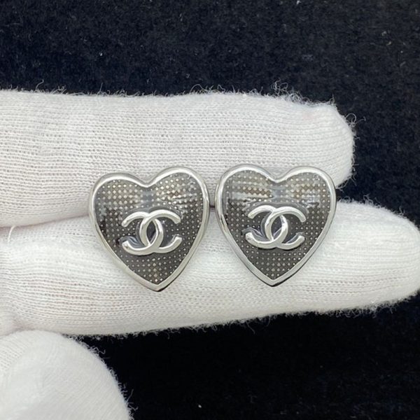 18K CC Heart Gold Earrings - 图片 2