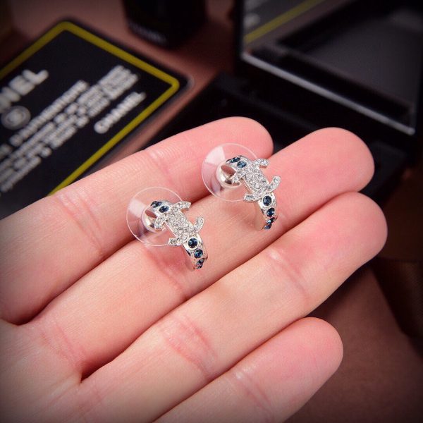 18K CC Blue Crystals Earrings - Image 4