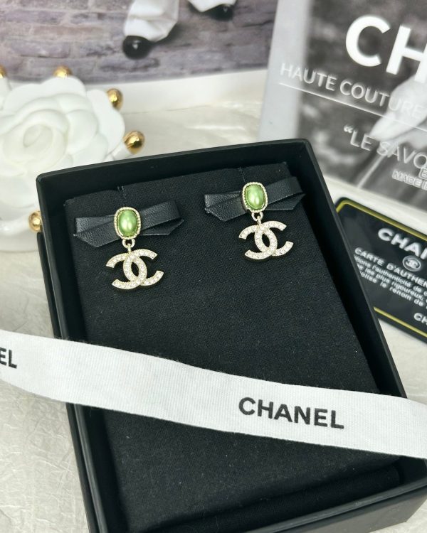 18K CC Bow Earrings - Image 2