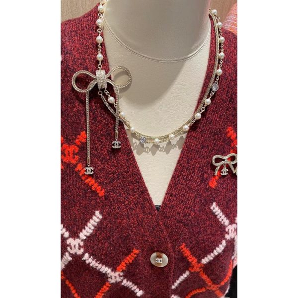 18K CC Bow Tie Pearl Necklace - 图片 4