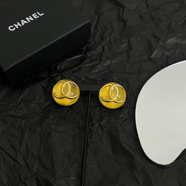 18K Vintage CC Yellow Crystal Earrings - 图片 5