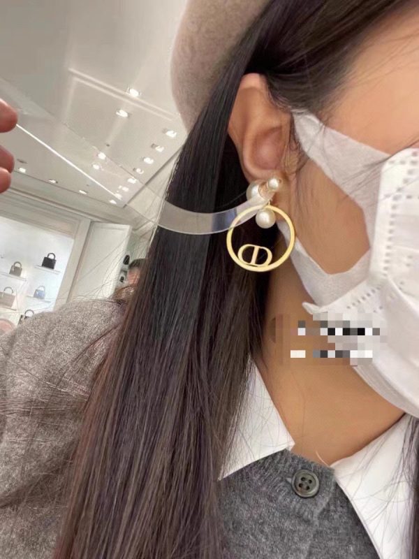18K CD Circle Pearls Earrings - 图片 6