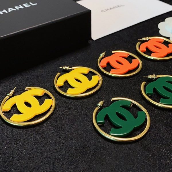 18K CC Color Logo Earrings - 图片 5