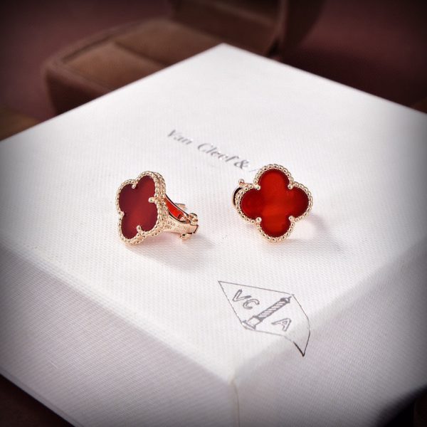 18K Vintage Alhambra Carnelian Earrings - 图片 3