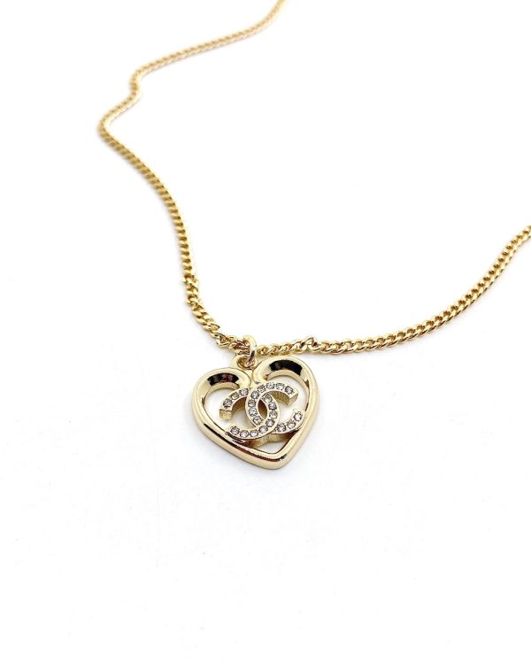 18K CC Heart Pendant Chain Necklace - 图片 2