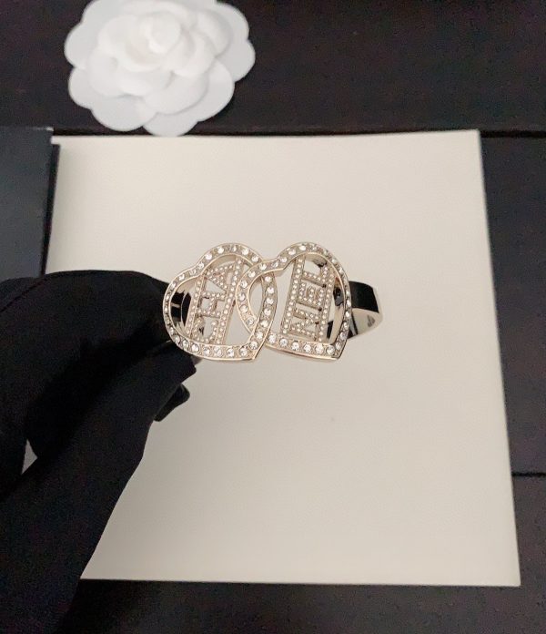 18K CC Crystals Heart Cuff Bracelet - Image 3