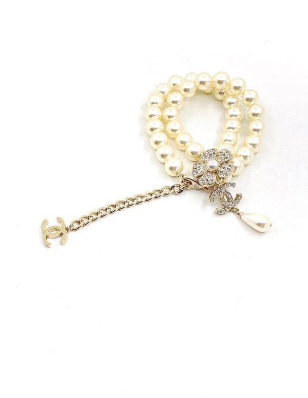 18K CC Pearls Chain Choker Necklace - 图片 2