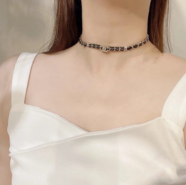 18K CC Leather Choker Necklace - 图片 2