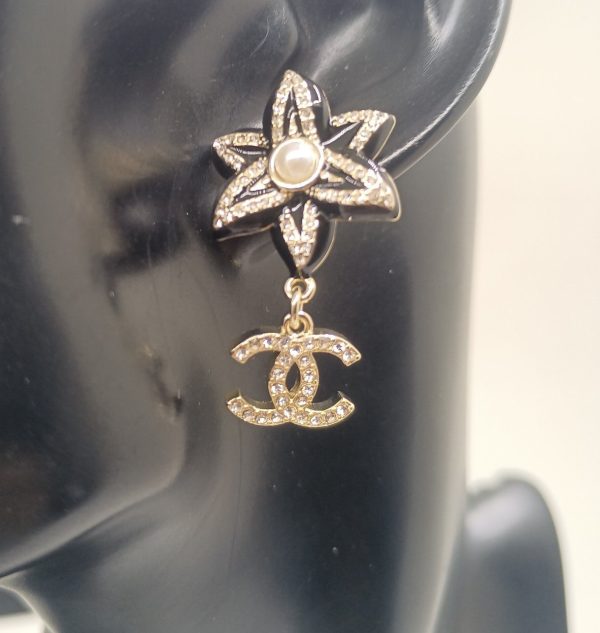 18K CC Camellia Pendant Earrings - Image 2
