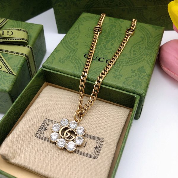 18K Double G Flower Crystals Necklace - 图片 3