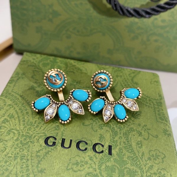 18K Double G Blue Flowers Earrings - 图片 3