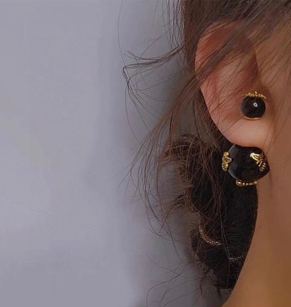 18K CD Tribales Black Earrings - 图片 2