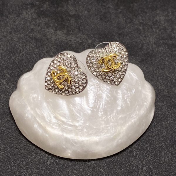 18K CC Heart Diamonds Earrings - 图片 4