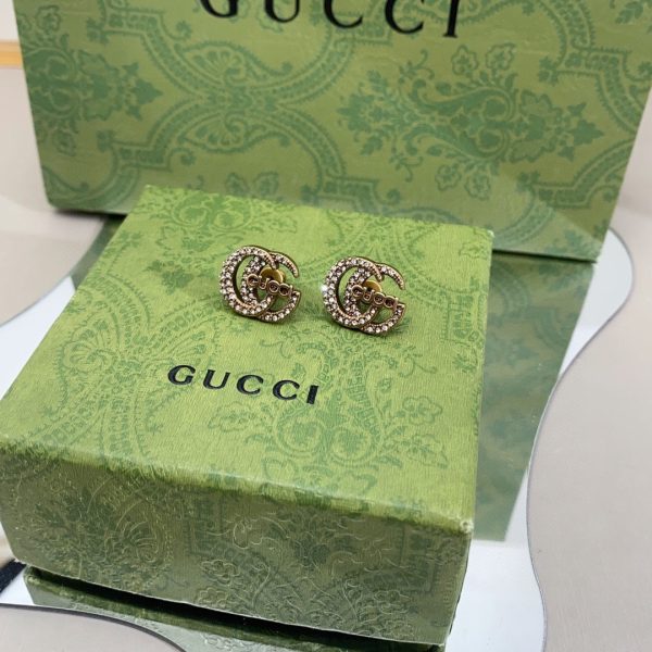 18K Double G Logo Diamonds Earrings - 图片 4