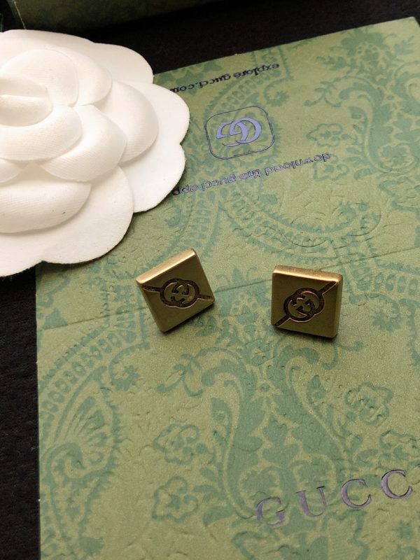 18K Double G Cube Earrings - 图片 3