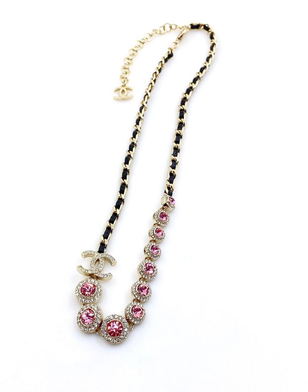 18K CC Leather Choker Necklace - 图片 2