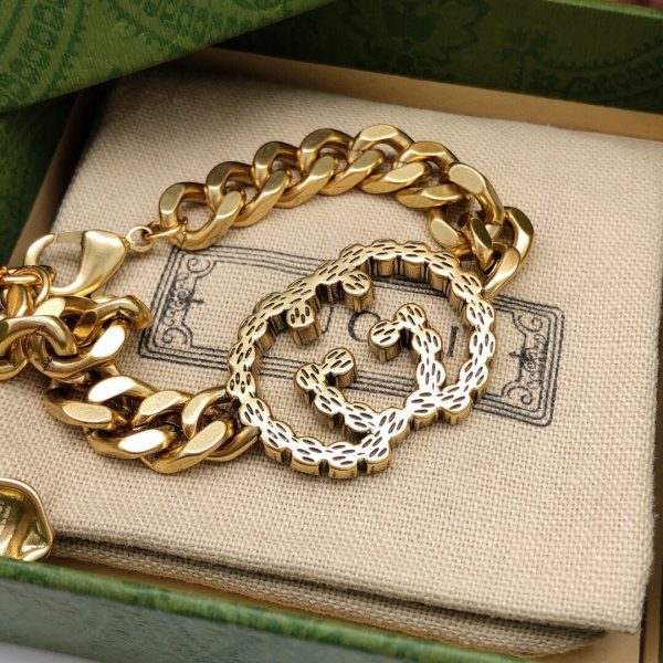 18K Double G Interlocking G Diamond Chain Bracelet - 图片 3