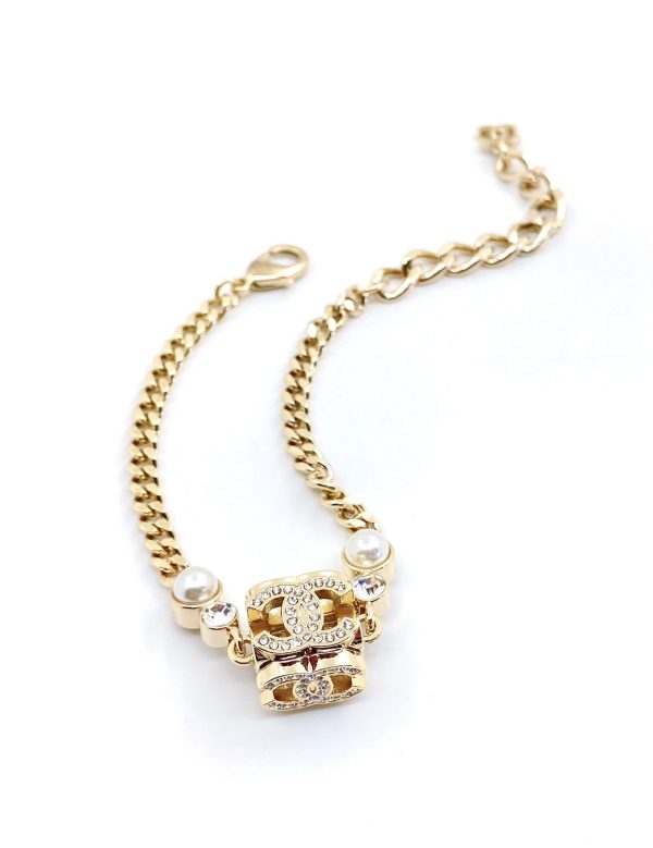 18K CC Square Pearl Chain Necklace - 图片 4