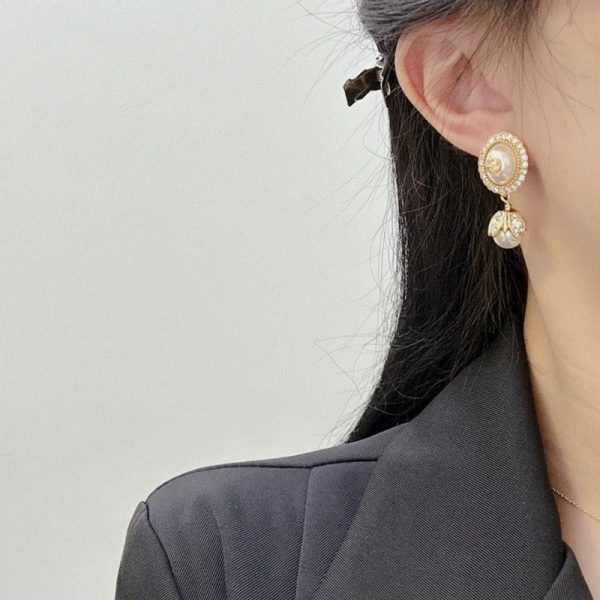 18K Double G Flower Pearl Earrings - 图片 8
