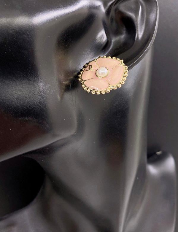 18K CC Pink Pearl Earrings - 图片 2